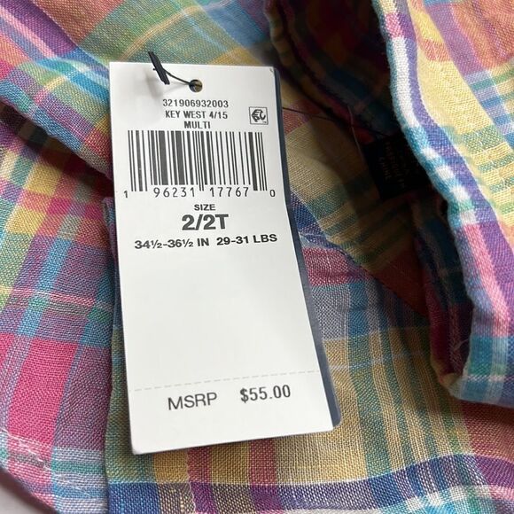 Polo Ralph Lauren Key West Multi color Linen button down short sleeve shirt 2T - Picture 11 of 14
